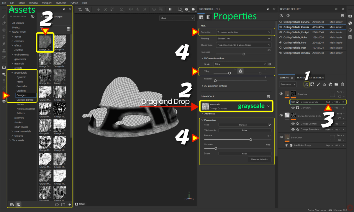 [ Substance 3D Painter ] Curvature（エッジ ウェア）の作成方法 Plamophy